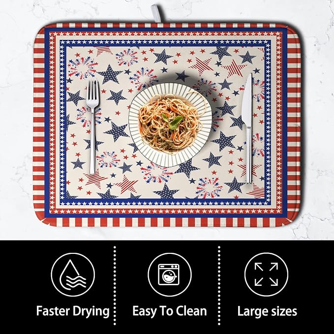 Happy 4th of July Patriotic Dish Drying Mat 16 x 18 Inch US Independence Day - Image 4