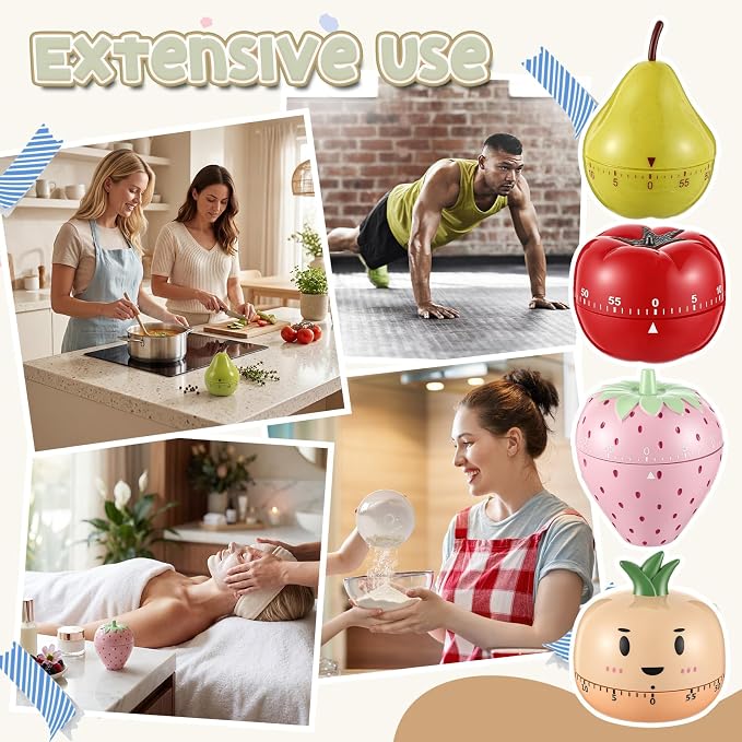 Amylove 4 Pieces Cute Kitchen Timer, Animal Mechanical Manual, Strawberry - Image 5