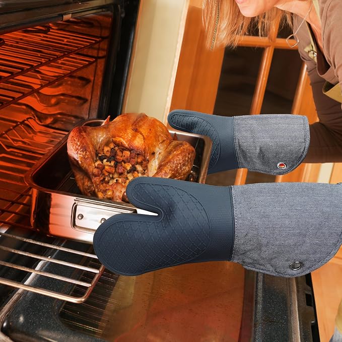 Professional Microwave Silicone Oven Mitts one Pair, Kitchen Mitten Set - Image 7