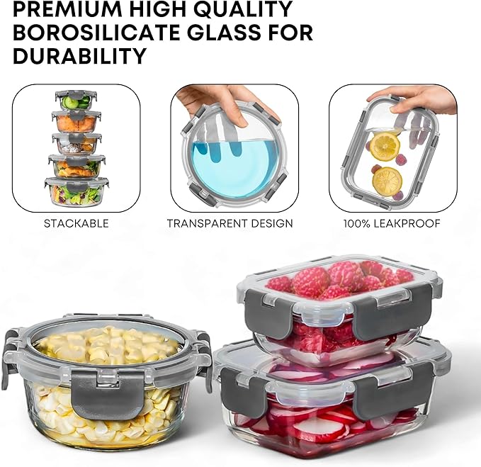 Razab 30 PC Glass Food Storage Containers - Image 7
