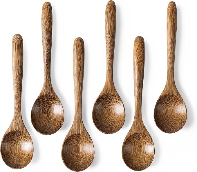 6 PCS Wooden Spoons for Honey, 6.7 inch Small Wooden Spoons by HEFILD