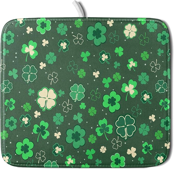 Happy St. Patrick's Day Dish Drying Mat by Kawani