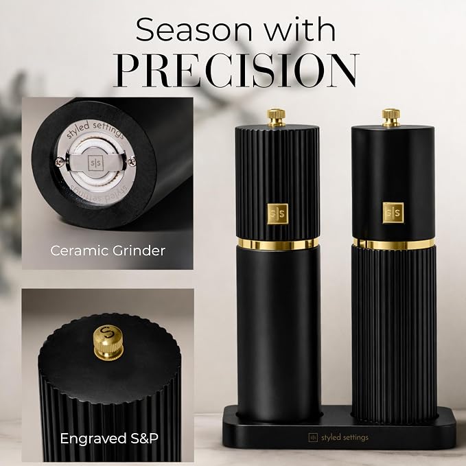 Wooden Salt and Pepper Grinder Set – Refillable Manual Salt and Pepper Mills - Image 3