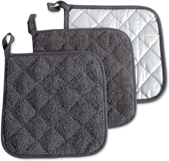 DII Basic Terry Collection Quilted 100% Cotton, Mineral Gray, 3 Piece by DII