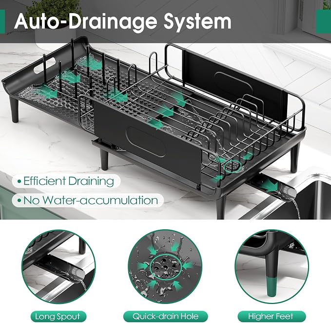 Large Extendable Dish Drying Rack, 16.93" to 26.57" Expandable Dish Rack - Image 6