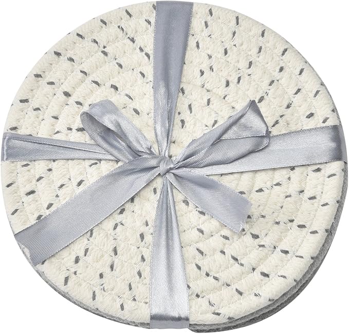 Potholders Set Trivets Set 100% Pure Cotton Thread Weave Hot Pot Holders Set - Image 5