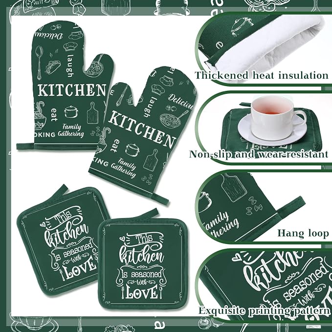 12 Pcs Farmhouse Kitchen Decor and Accessories Sets 4 Green Kitchen Towels 4 - Image 6