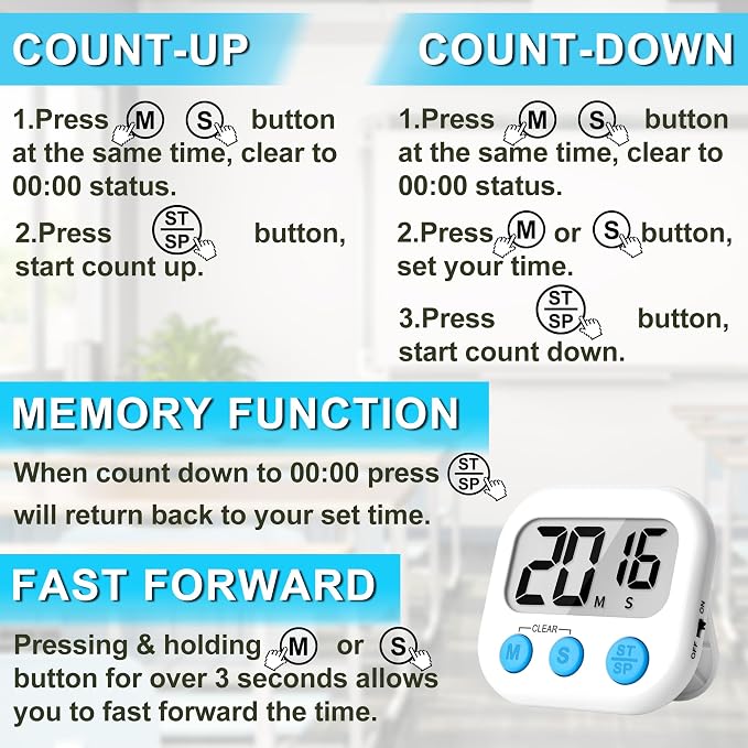 ZILLEEN Classroom Timer for Kids Teachers 4 Pack Digital Timers - Image 8
