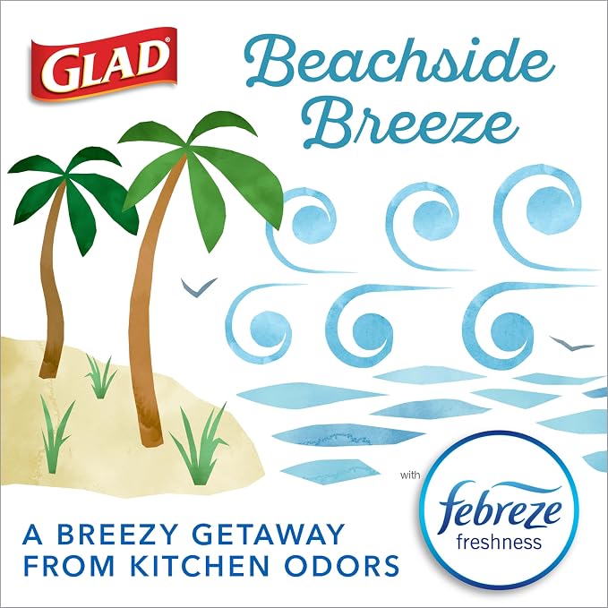Glad Odorshield Small Drawstring Trash Bags, 4 Gal, Febreze Beachside Breeze - Image 3