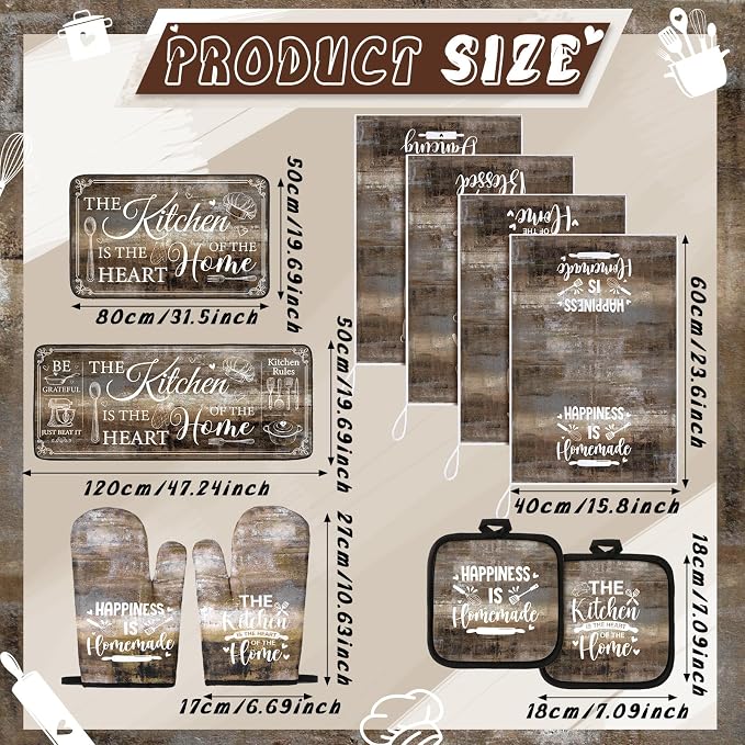 Fourluoo 10 Pcs Farmhouse Kitchen Decor and Accessories Set 4 Kitchen Towels 2 - Image 3