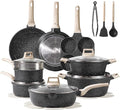 CAROTE 21pcs Pots and Pans Set Nonstick, Cookware Set Black Granite Induction by CAROTE