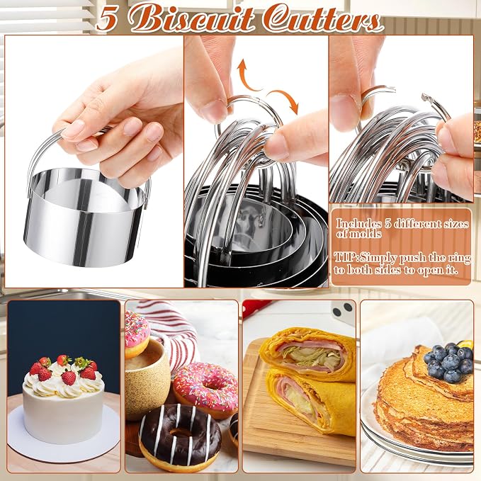 10 Pcs Stainless Steel Pastry Biscuit Cutter Set Include 3 Cup Flour Sifter - Image 6