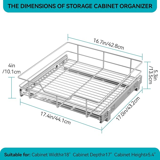 Pull Out Cabinet Organizer 17" W X 17" D, Slide Out Drawers - Image 2