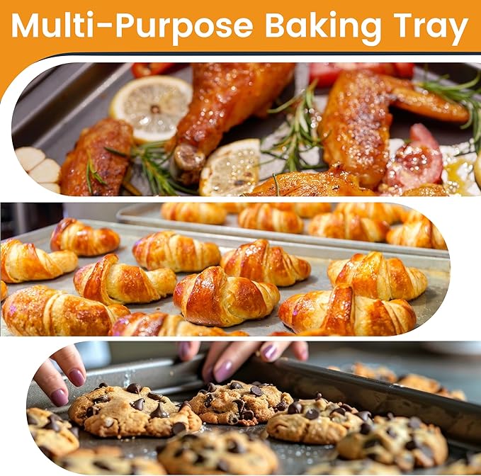 6 Pack Full Size Baking Sheet Pan, Aluminum Commercial Cookie Sheet Pan - Image 8