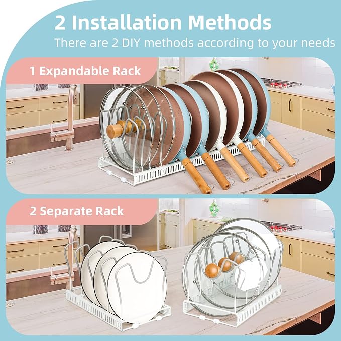 ROOHUA Pot Rack Organizer -Expandable Pot and Pan Organizer - Image 5