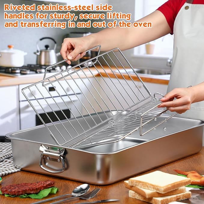 Teenyyou Extra Large Stainless Steel Turkey Roaster - Image 2