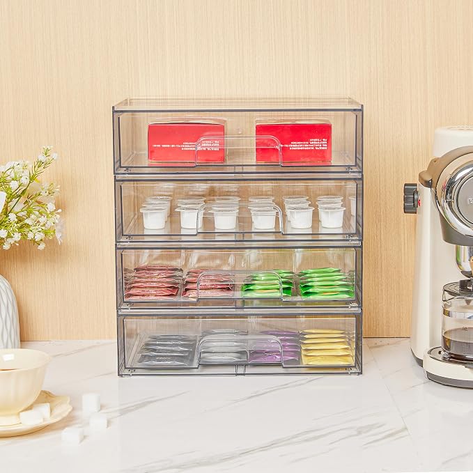 Vtopmart 12.1''W Clear Stackable Storage Drawers, 4 Pack Acrylic Plastic - Image 9