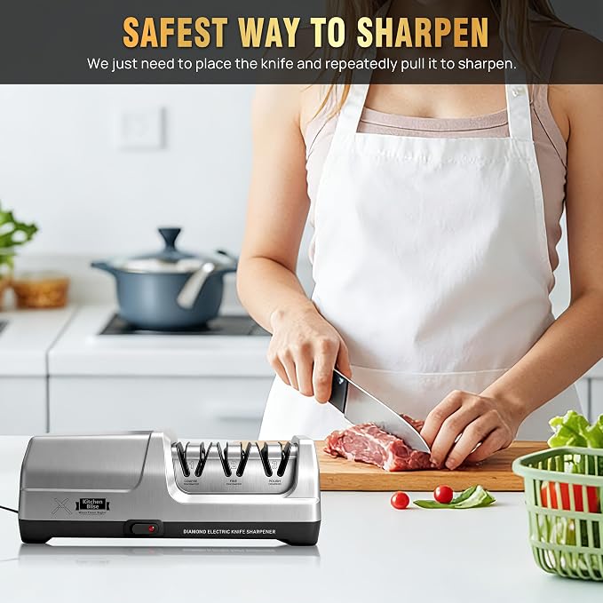 Electric Knife Sharpener for Kitchen—Fast Sharpening to Restore and Polish Chef - Image 8
