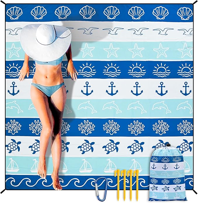 HIHOHO Beach Blanket Waterproof Sandproof Extra Large Beach Mat 79" X by HIHOHO