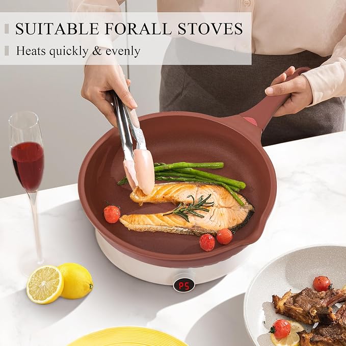 Vinchef Nonstick Toxin-Free Ceramic Cookware Deep Frying Pan Saute Pan - Image 2