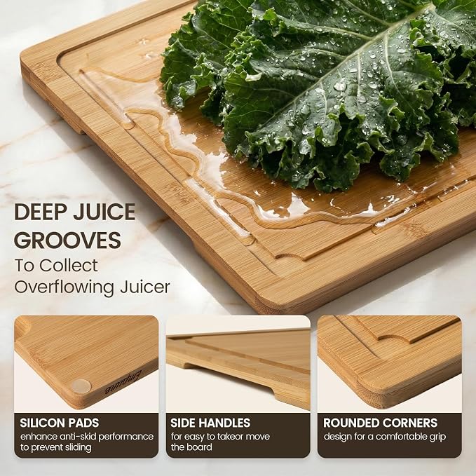 Extra Large Cutting Board Set of 3, Bamboo Cutting Boards - Image 2