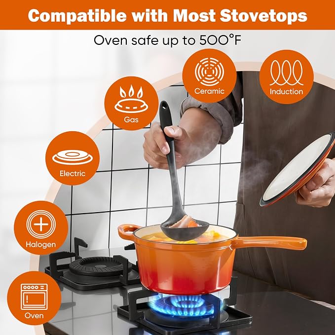 Homikit Small Cast Iron Pot, 1 QT Enameled Cast Iron Sauce Pan - Image 4