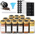 AOZITA 14 Pcs Spice Jars with Bamboo Lids - 4oz Square Spice Bottles with Spice by AOZITA