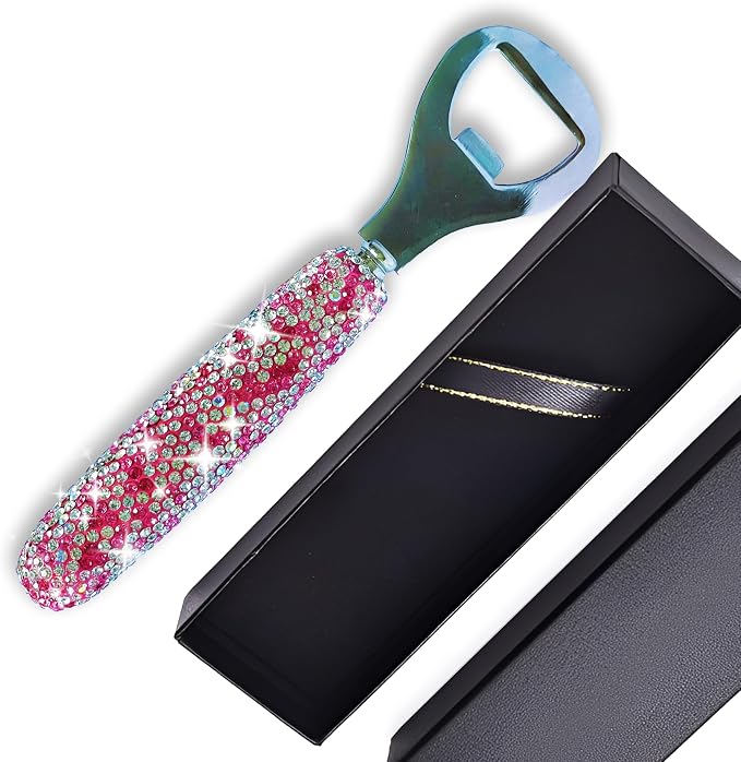 Handcrafted Pink Crystal Bling Beer Opener – Sparkle Diamond Bottle Openers - Image 3