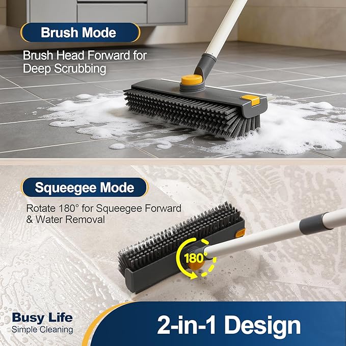 Yocada Floor Scrub Brush with Long Handle 3 in 1 Dual-Sided Stiff Bristle - Image 4