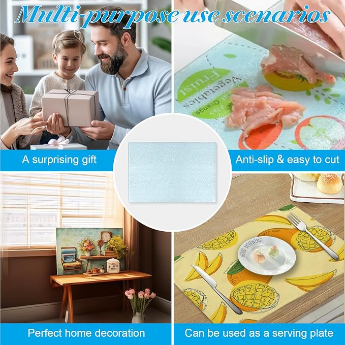6 Pcs Sublimation Cutting Board Blanks, Textured Tempered Glass Cutting Boards - Image 7