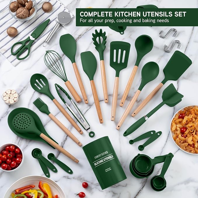 Country Kitchen Non Stick Silicone Utensil Set - Image 2