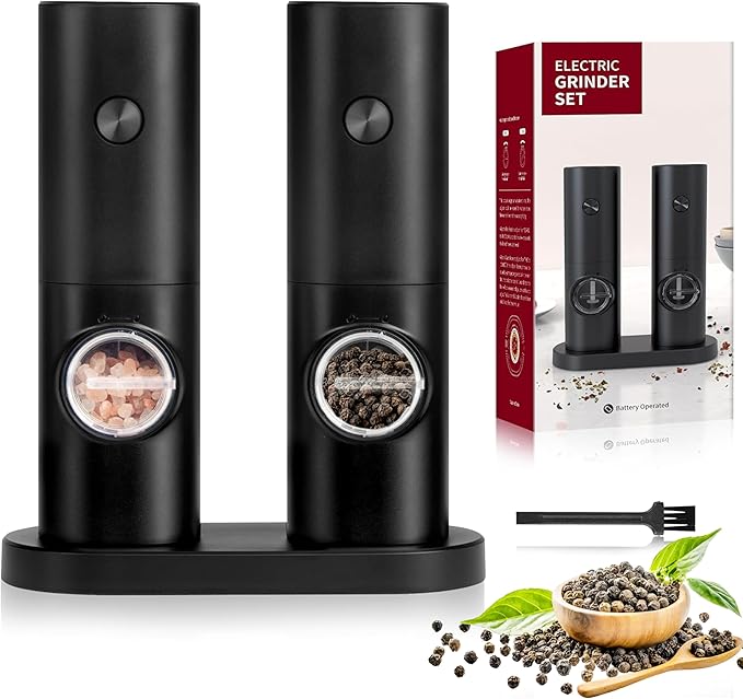 Simple Deluxe Electric Salt and Pepper Grinder Set, One Hand Adjustable by SimpleDeluxe