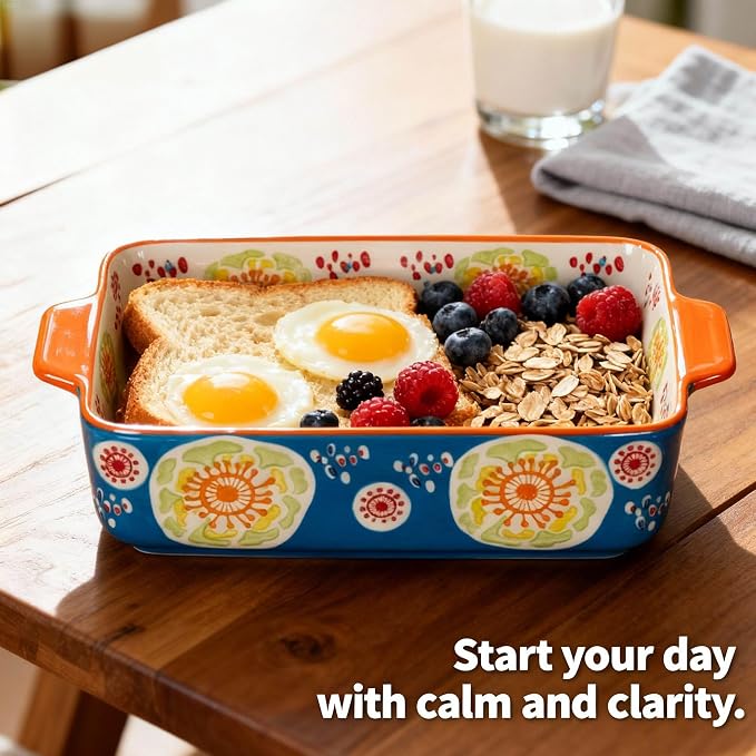 Ceramic Baking Dish Set of 2, 3QT & 1.2QT Stoneware Casserole Dishes - Image 7