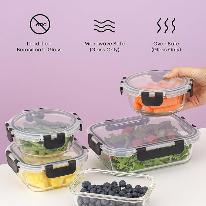 JoyJolt 24pc Borosilicate Glass Storage Containers - Image 5