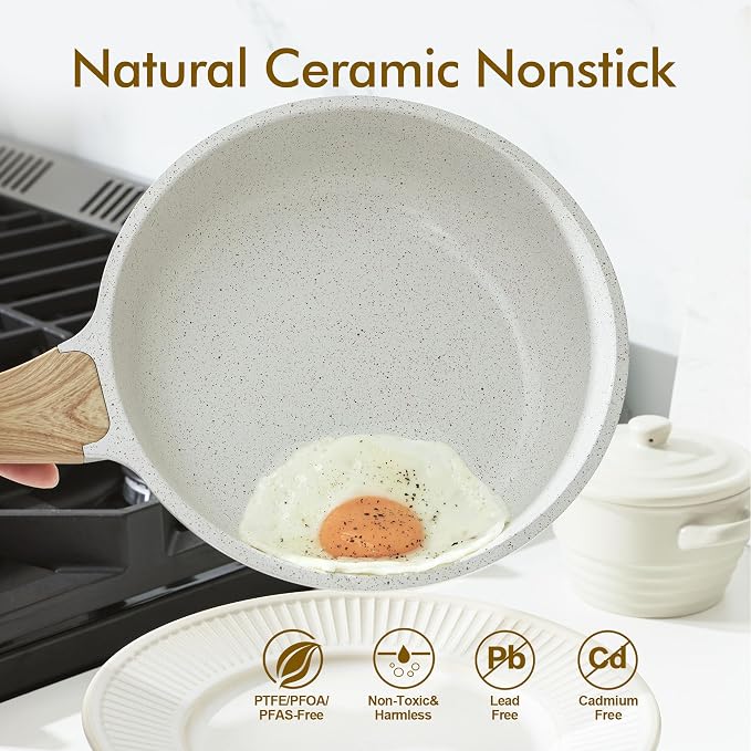 SENSARTE Nonstick Ceramic Frying Pan Skillet, 9.5 Inch Omelet Pan, Healthy Non - Image 2
