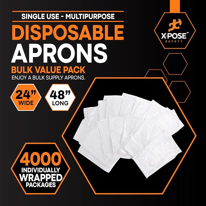 Xpose Safety 4000 White Plastic Disposable Aprons - Image 3