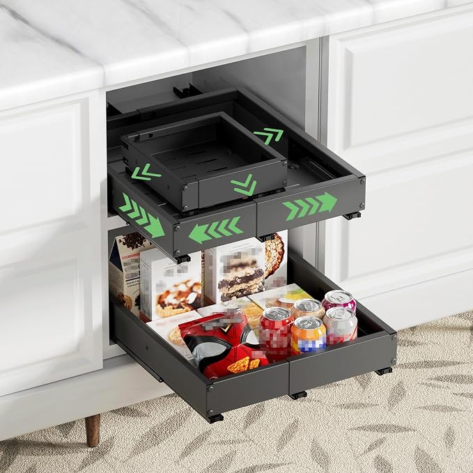 2 Pack Pull out Cabinet Organizer, Width Depth, - Image 7
