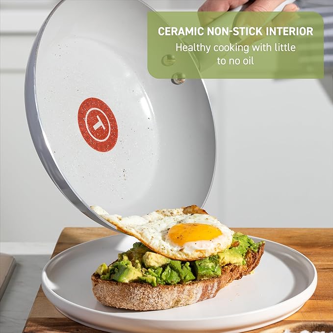 T-Fal Refresh Ceramic Nonstick Cookware Set, Oven Safe Up to 350ºF, Includes - Image 3