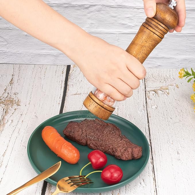 Haomacro Pepper Grinder, Wood Salt and Pepper Mills Set, Classic Manual Spice - Image 3