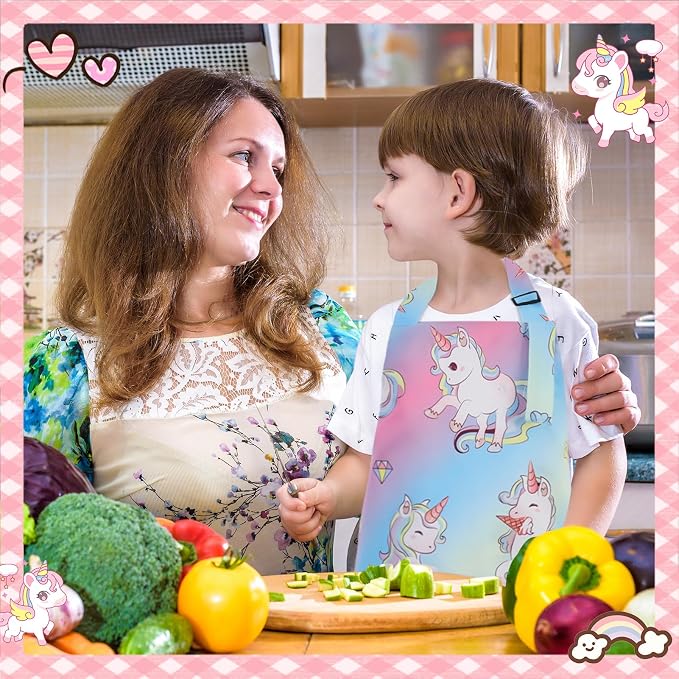 2 Pack Kids Apron, Cute Cooking Aprons, Waterproof Art Apron - Image 6