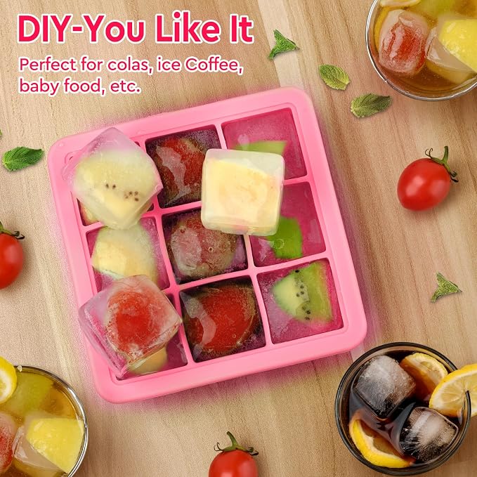 Silicone Ice Cube Tray with Lid, 9x1.3 inch, Small Ice Cube Trays - Image 2