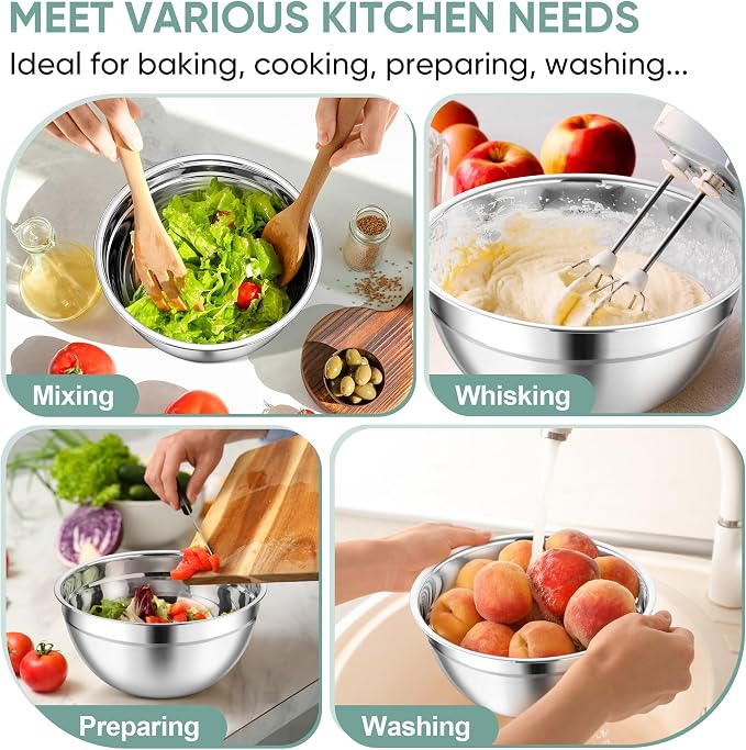 TeamFar Mixing Bowls, For Kitchen Mixing/Baking/Storing/Prepping, Visible & - Image 7