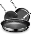 SNOWCLAD 3 Piece Hybrid Nonstick Pans Set, 8+10+12 Inch Nonstick Frying Pans Set by SNOWCLAD