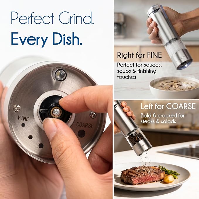 Latent Epicure Electric Salt and Pepper Grinder Set, USB-C Rechargeable - Image 6