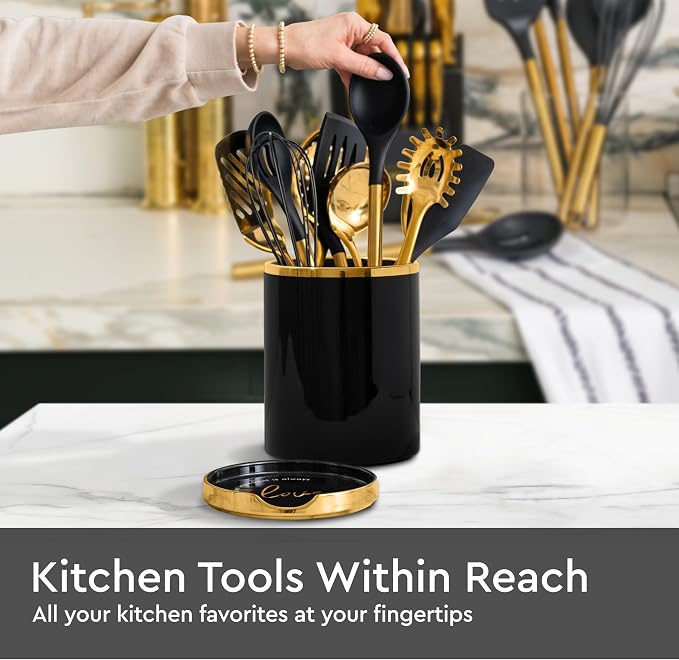 STYLED SETTINGS Black and Gold Utensil Holder - Image 5