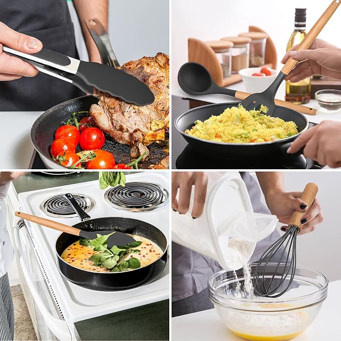 Kitchen Utensils Set of 12, E-far Silicone Cooking Utensils - Image 6