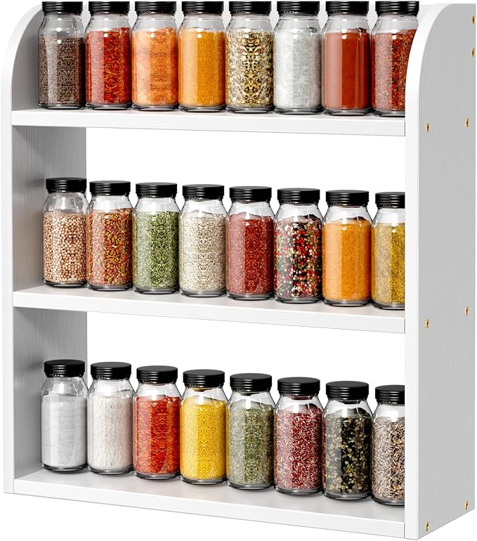 ROMGUAR CRAFT 3 Tier Bamboo Spice Rack, Countertop or Wall Mounting Wood Spice by ROMGUAR+CRAFT