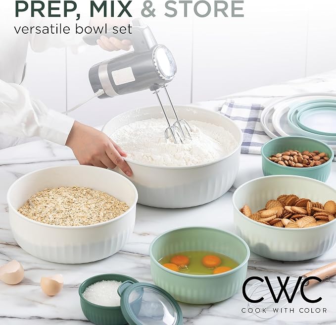 COOK WITH COLOR Prep Bowls with Lids- Wide and Deep Nesting Plastic Small - Image 2