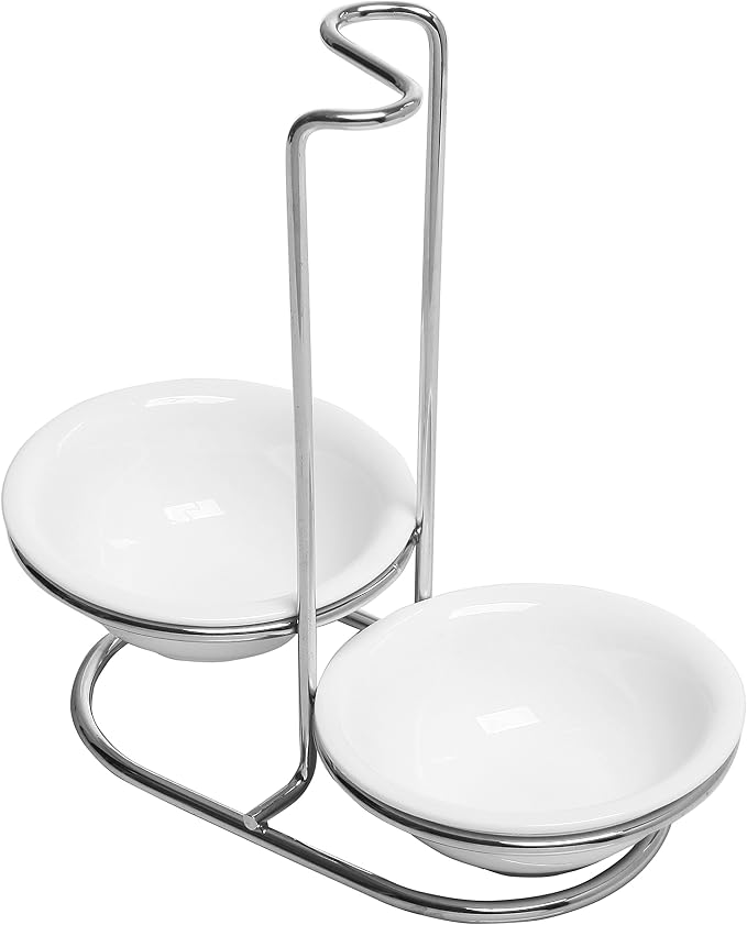 MyGift Set of 2 Ceramic Spoon Rest, Upright Ladle Holder Ceramic Dish - Image 5