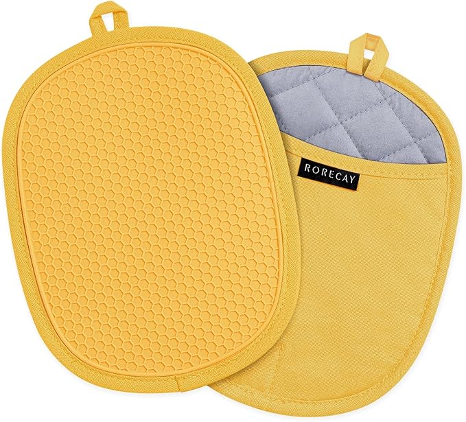 2-Pack Silicone Pot Holders for Kitchen Heat Resistant up to 500°F, Non-Slip by Rorecay